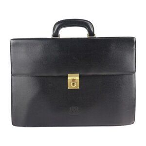 Loewe Briefcase Business Bag Leather Black Gold Hardware Anagram Document